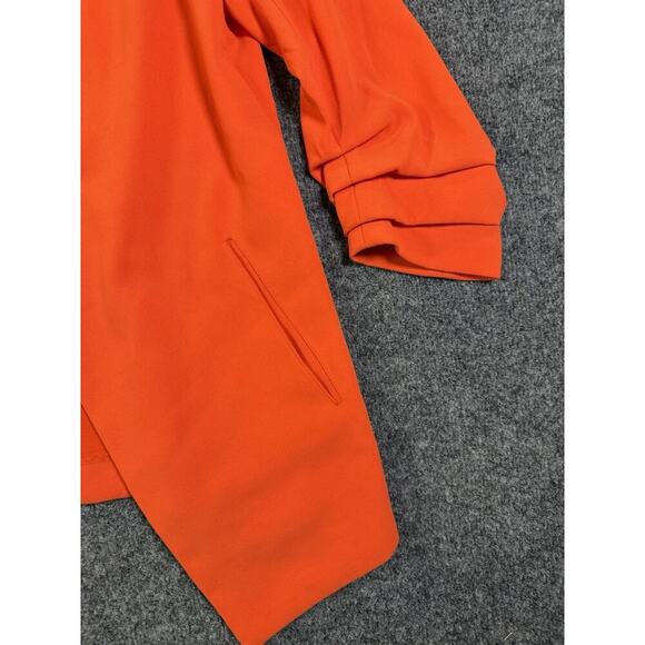 Rachel Zoe Size M Orange Stretch Open Front Blazer Jacket with Ruched Sleeves - Picture 11 of 12